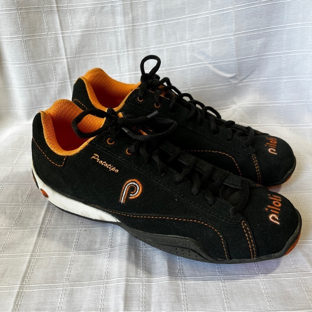 Piloti Prototipo Black and Orange Suede Driving Shoes Men's 6.5 Racecar Quality